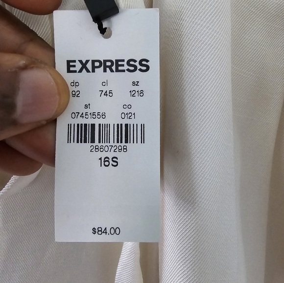 $89 Express Pants Women 16 Nude Linen Blend High Waist Pleated Ankle New - Picture 5 of 16